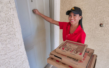 Pizza Delivery Asian Princess Gets Stuck in the Window & She Has to Suck 2 Unhelpful Dicks - TeamSkeet