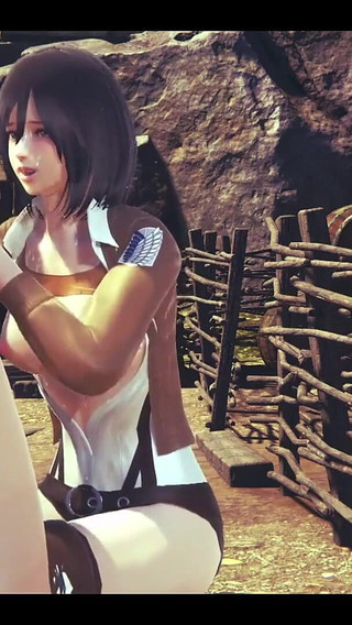 On Titans Hentai - Mikasa Do a Handjob with Cum in Her Face and Uses a Dildo - Manga Anime Japanese Asian Game Porn