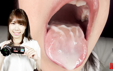 Misaki Katase's POV Mouth Selfie with Her Orange-tinged Tongue and Sticky Saliva