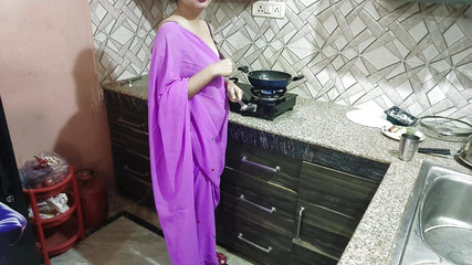Indian Step Mom Surprise Her Step Son Vivek on His Birthday in Kitchen Dirty Talk Saarabhabhi6 Roleplay Hot Sexy